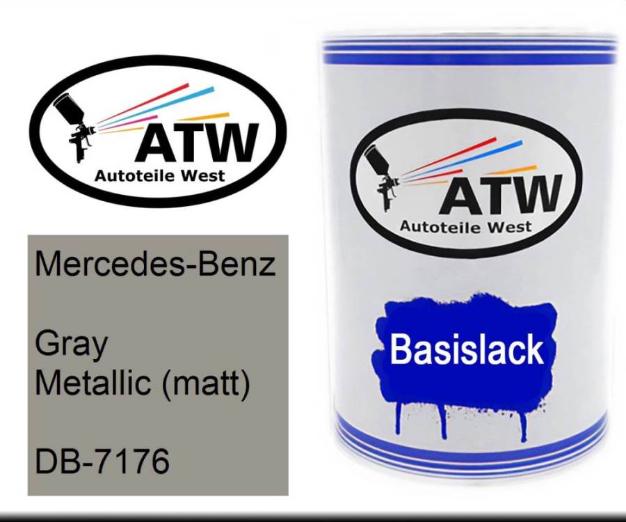 Mercedes-Benz, Gray Metallic (matt), DB-7176: 500ml Lackdose, von ATW Autoteile West.